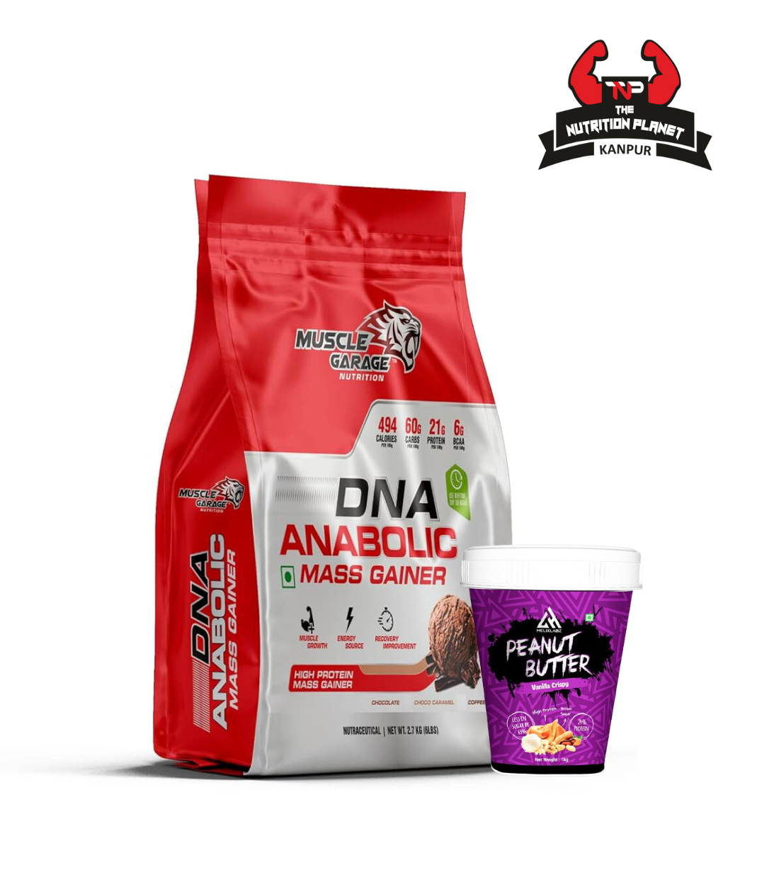 Muscle Garage DNA anabolic mass Gainer 3Kg with Allops Peanut butter